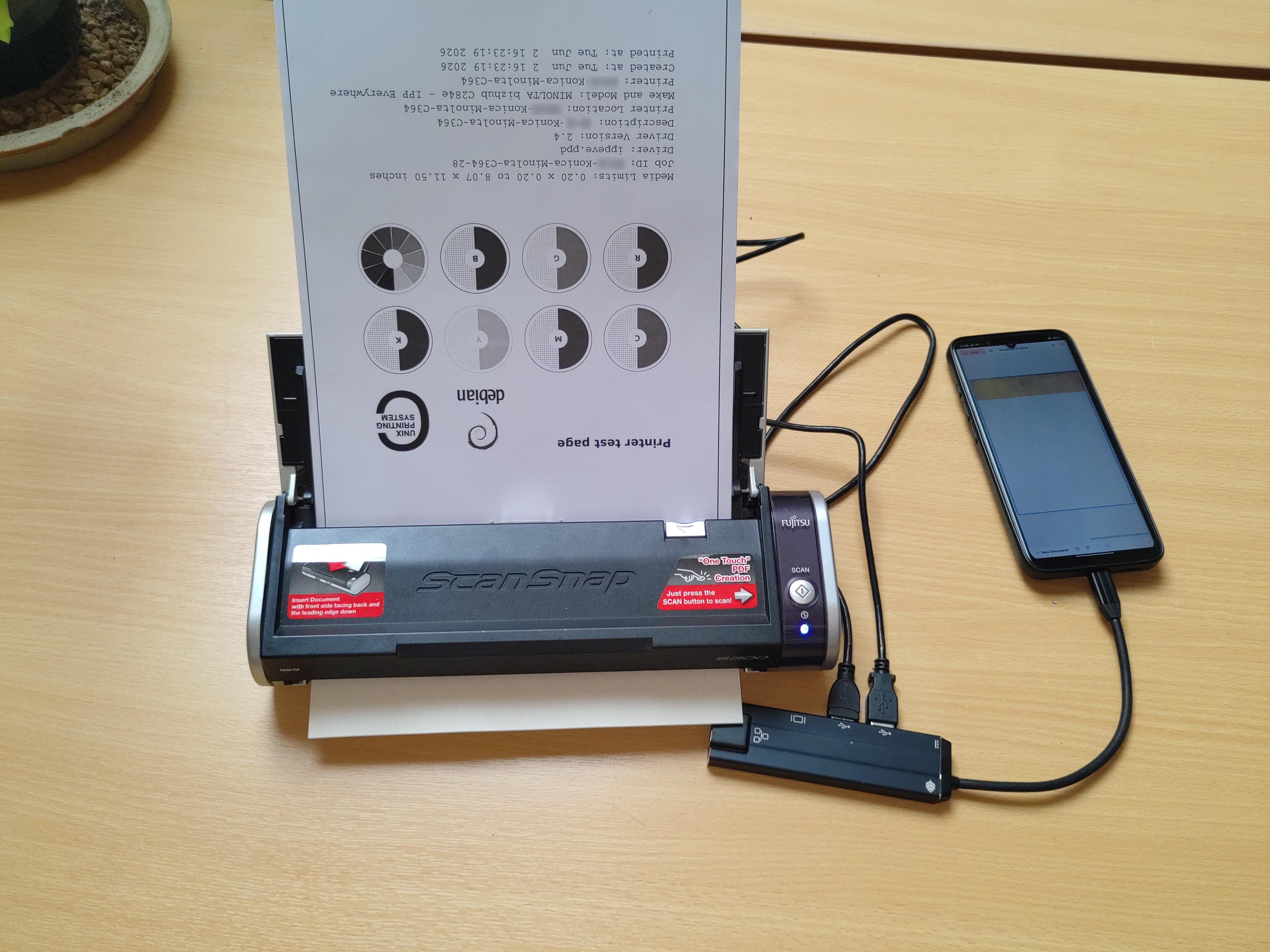 Fujitsu ScanSnap scanner working directly off FLX1s without mains power